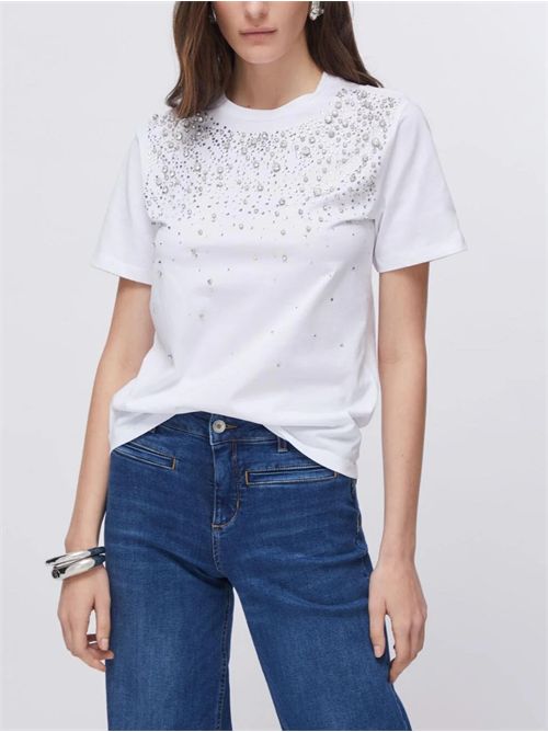 T-shirt con castoni gioiello LIU JO | CA6193J3868/11111